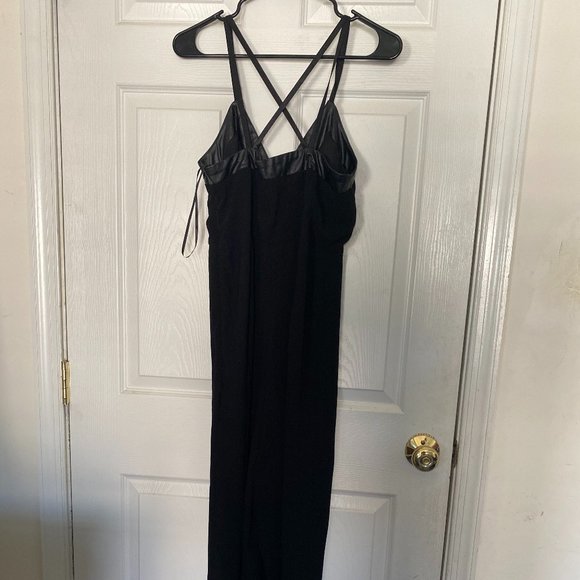 Black Jumpsuit with Leather Trim - Picture 2 of 6